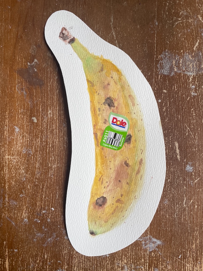 Watercolor banana painting by Owen